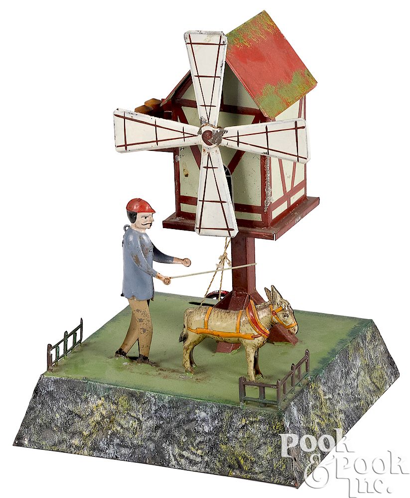 Appraisal: Becker painted tin windmill steam toy accessory Becker painted tin