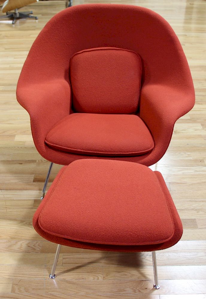 Appraisal: KNOLL Signed Saarinen Womb Chair And Ottoman x x h