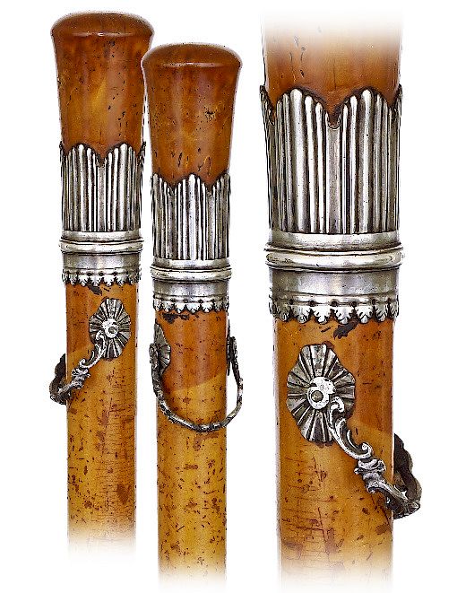 Appraisal: Coquilla Nut and Silver German Court Cane -Ca -Sizeable and