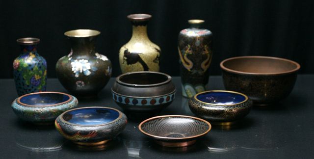 Appraisal: Ten assorted cloisonne vases and bowls including one footed bowl