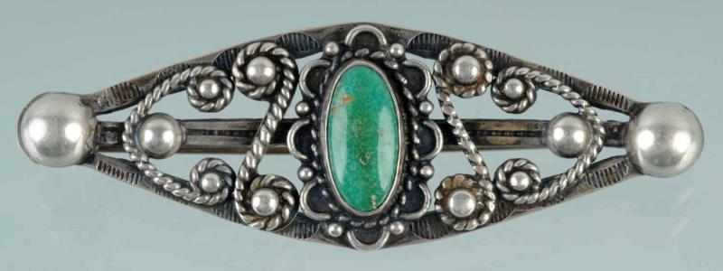 Appraisal: Native American Indian Silver Twisted Wire Pin Description With turquoise