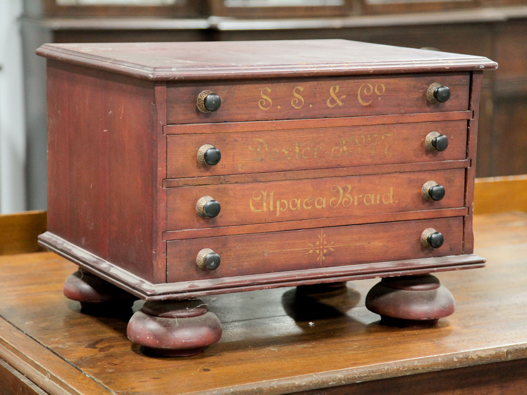 Appraisal: SPOOL CABINET American late th century Mahogany spool cabinet with