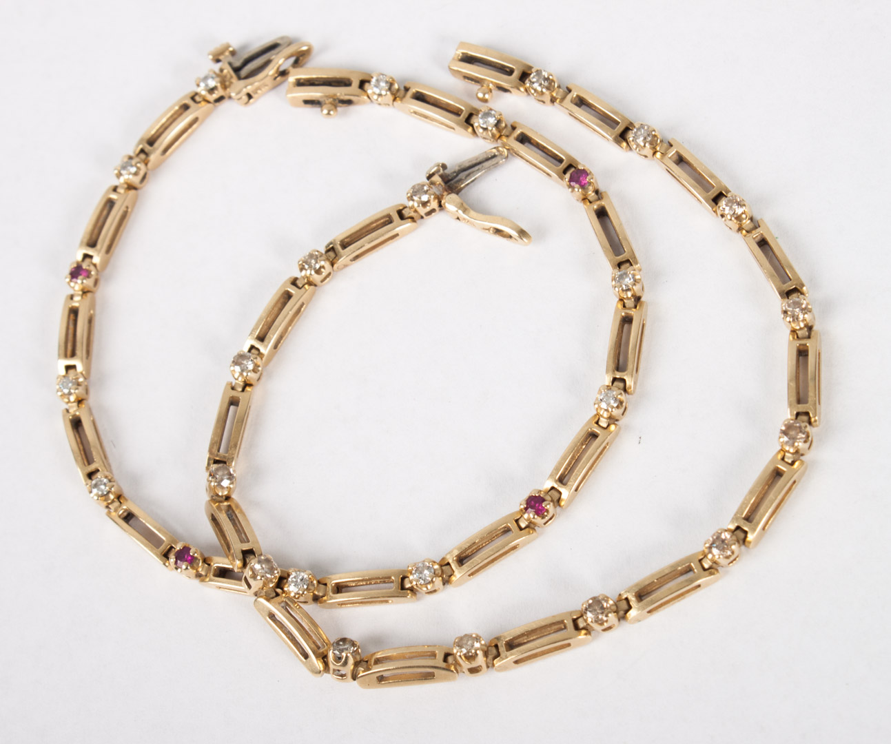 Appraisal: Two K gold diamond and ruby bracelets K gold ruby