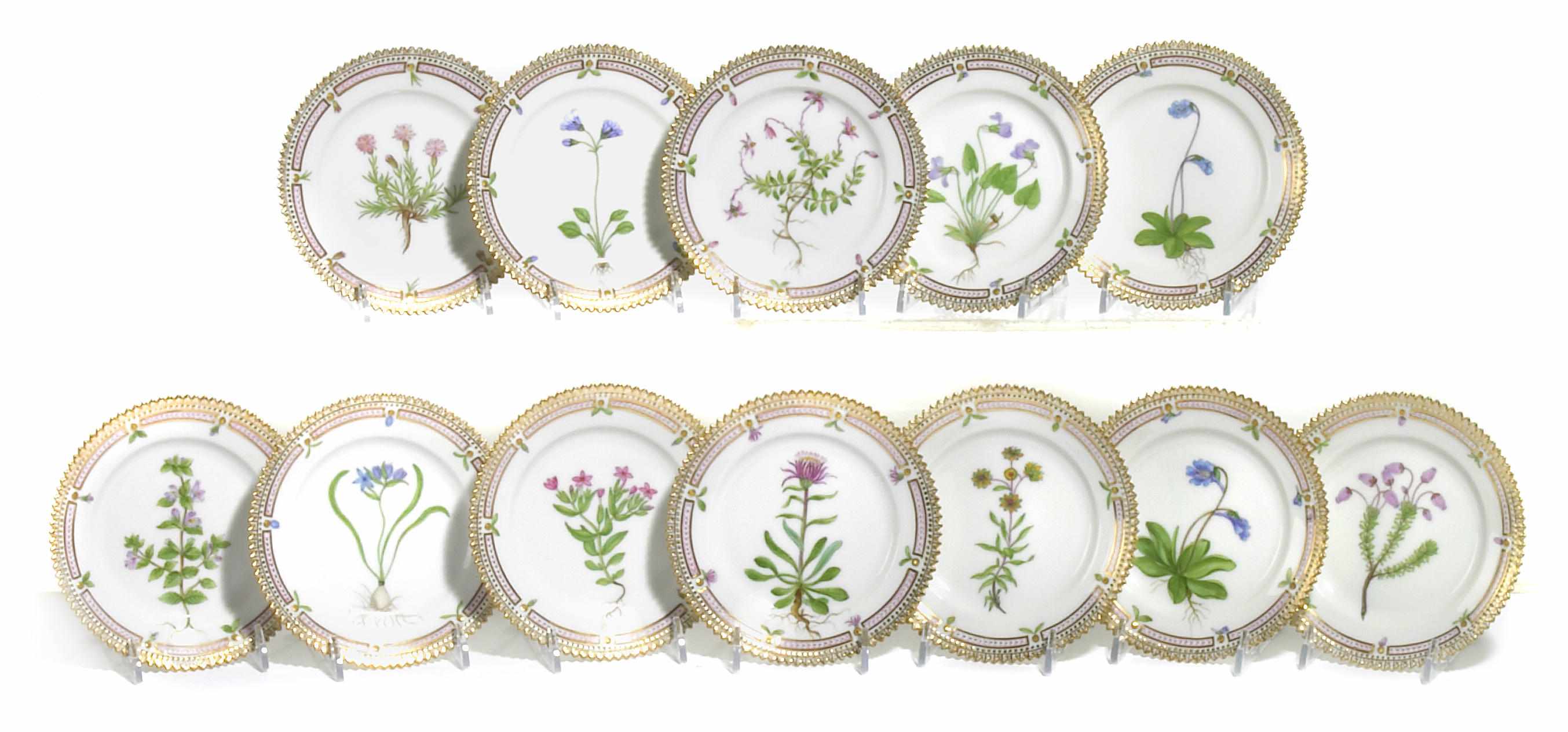 Appraisal: A set of twelve Royal Copenhagen Flora Danica porcelain bread