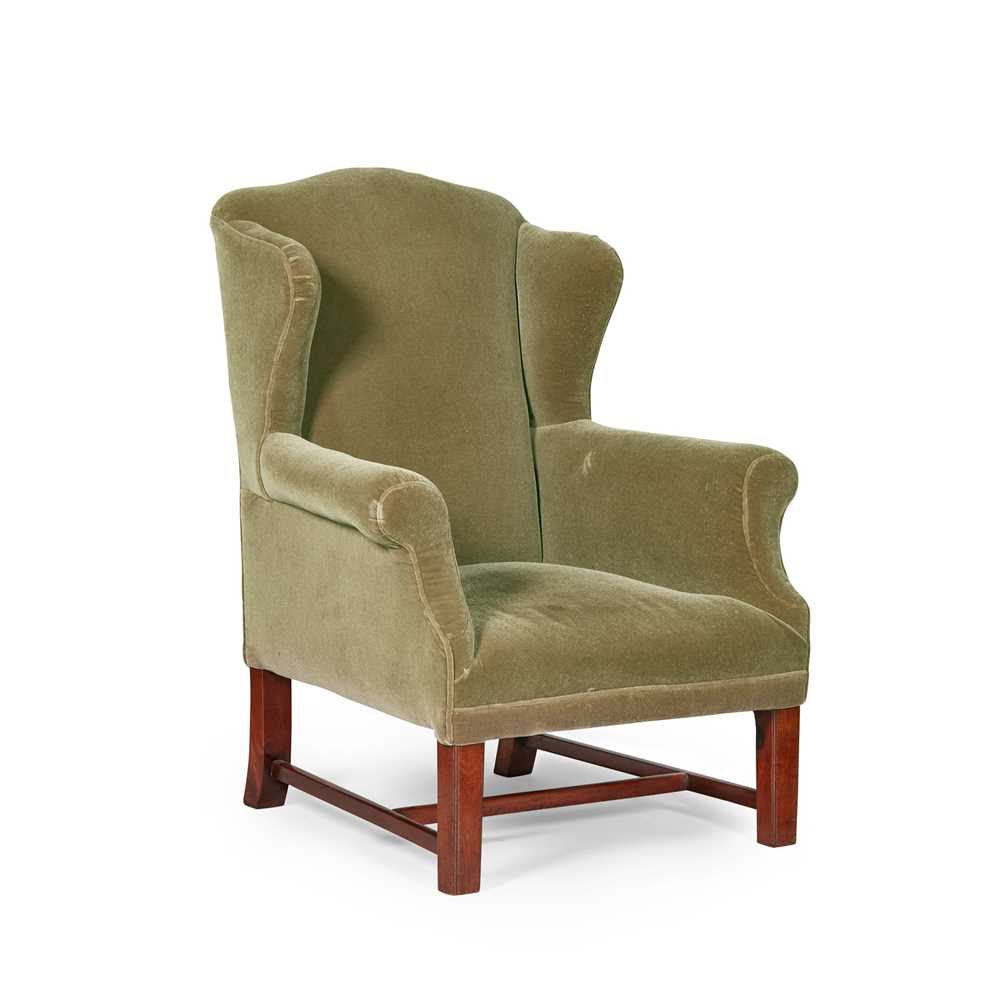 Appraisal: LATE GEORGIAN WING ARMCHAIR EARLY TH CENTURY covered in green