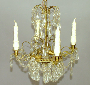 Appraisal: A th century Swedish gilt brass four light chandelier with