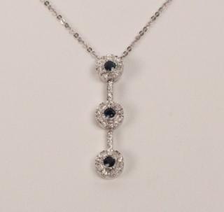 Appraisal: K WHITE GOLD DIAMOND AND SAPPHIRE PENDANT NECKLACE HAVING CTW