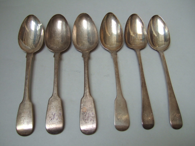 Appraisal: Silver comprising four fiddle pattern table spoons and a pair