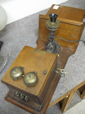 Appraisal: AN OAK CASED WALL TELEPHONE Farr Telephone Construction Supply Co