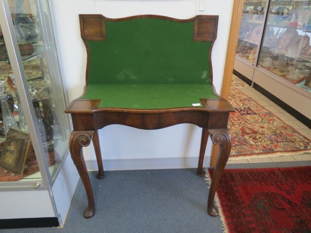 Appraisal: Period Queen Anne Game Table mahogany felt top with corner