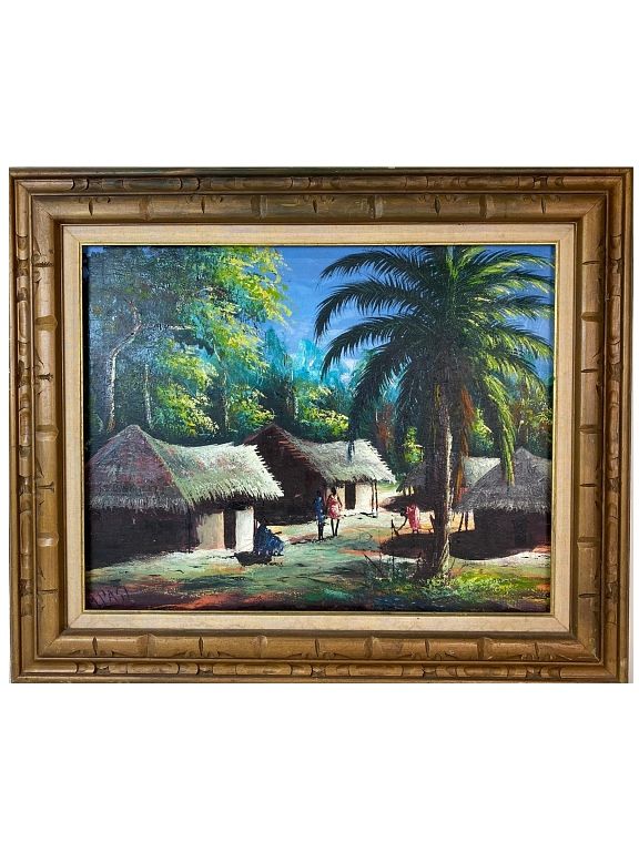 Appraisal: Artist Unknown Haitian Village Scene Artist Unknown Haitian Village Scene