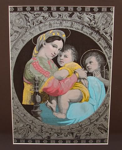 Appraisal: Large framed Stevengraph-type silk weaving of the Madonna and Child