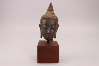 Appraisal: Early Antique Thai Bronze Bust on stand Possibly - th