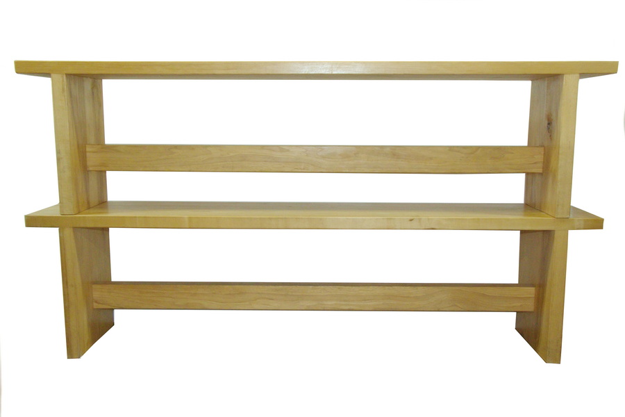 Appraisal: PR ROCK MAPLE BENCHES Laminated with single stretcher base high