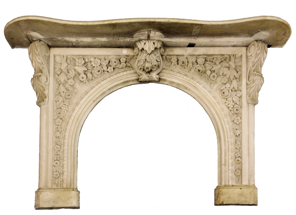 Appraisal: CARVED MARBLE FIREPLACE SURROUND - Victorian Marble Fireplace Facade Mantel