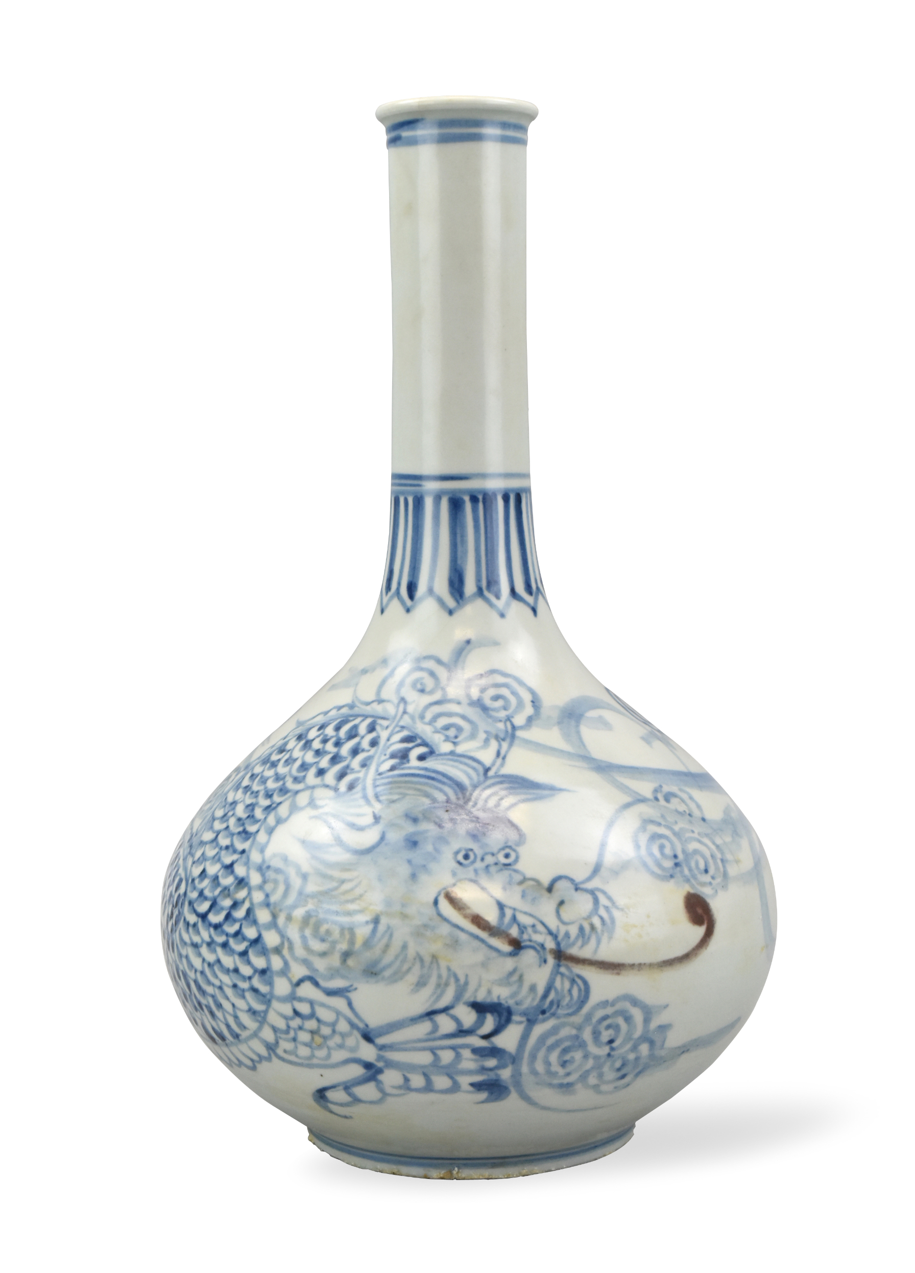 Appraisal: A Korean blue white dragon vase Joseon Period Bulbous base