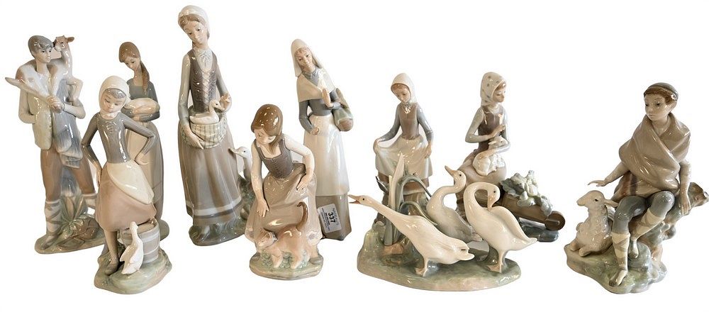 Appraisal: Ten Piece Lot of Lladro Porcelain Figures to include several