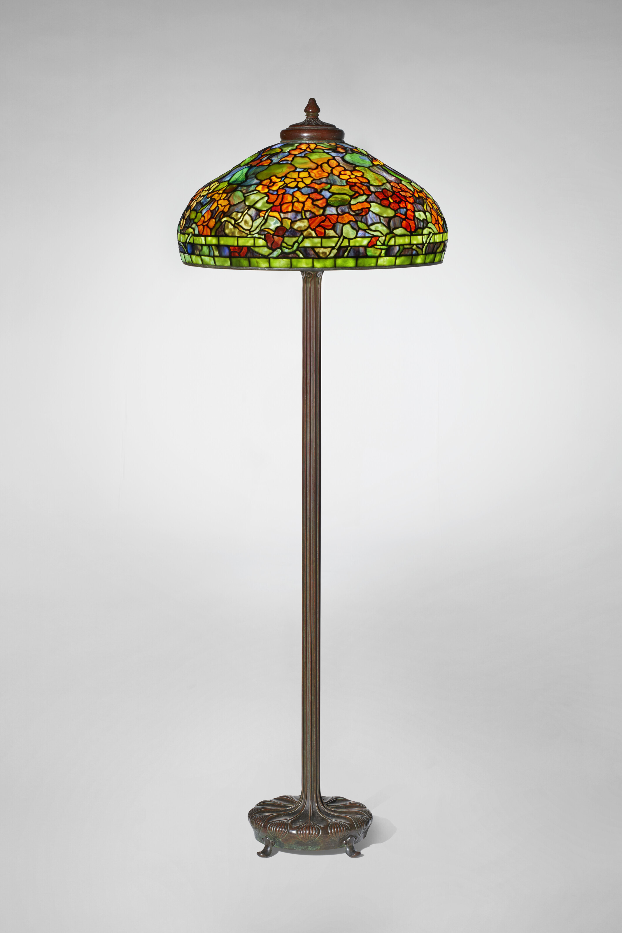 Appraisal: TIFFANY STUDIOS 'Nasturtium' Floor Lamp circa leaded glass patinated bronze