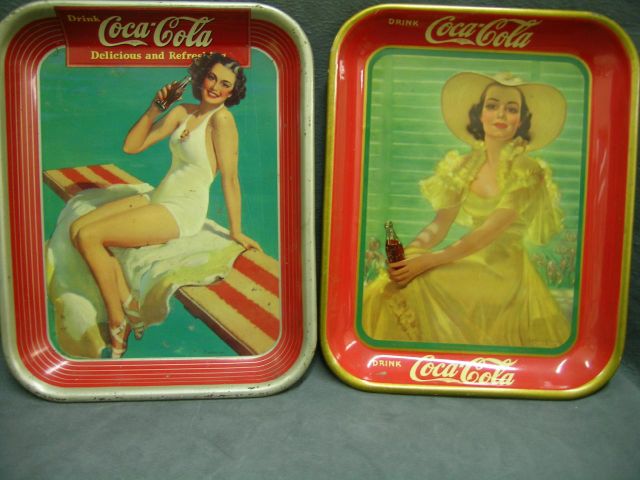 Appraisal: Two Original Coca-Cola trays including Yellow Dress girl in Afternoon