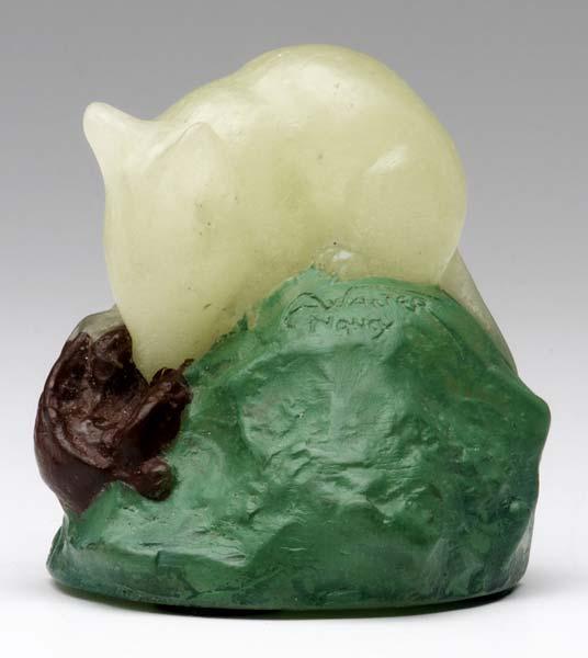 Appraisal: ALMERIC WALTER Pate-de-verre figurine of a mouse perched on a