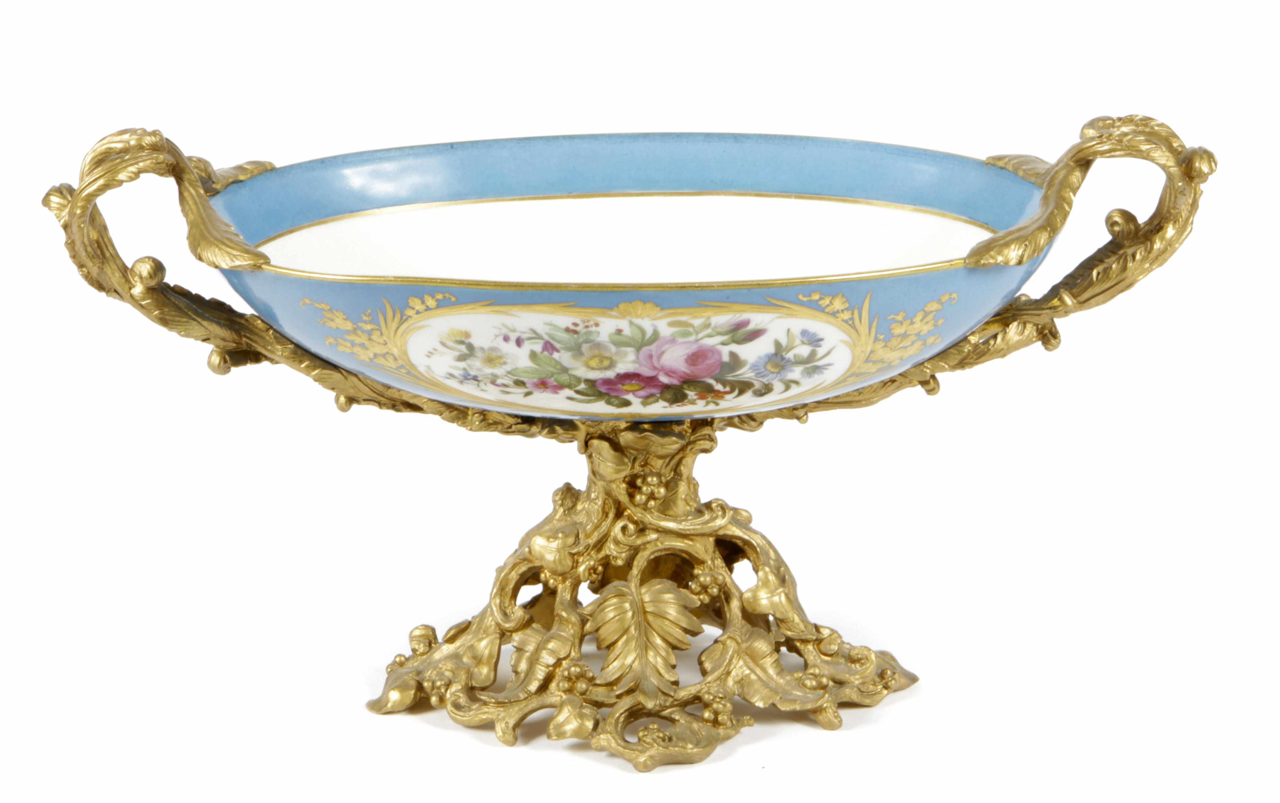 Appraisal: A Sevres style gilt metal mounted porcelain bowl height in