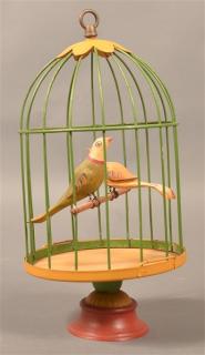 Appraisal: Folk Art Birds in Cage by W J Gottshall Carved