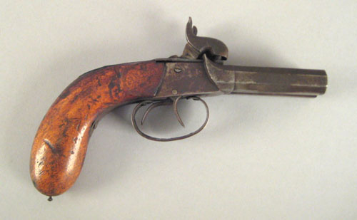 Appraisal: European double barrel percussion pistol th c approx caliber with