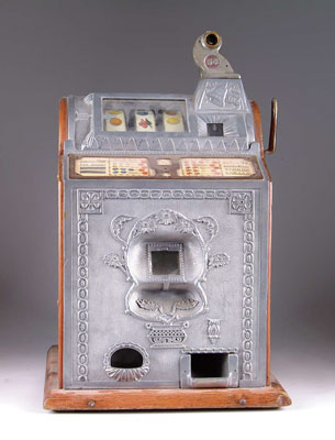 Appraisal: MYSTERY SLOT Five-cent slot machine Possible composite Aluminum casting with