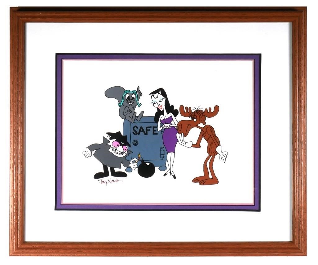 Appraisal: An original hand inked scene cel of Rocky Bullwinkle with