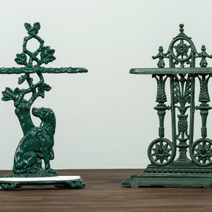 Appraisal: Two Green Painted Cast-Iron Umbrella Stands th Century Height of