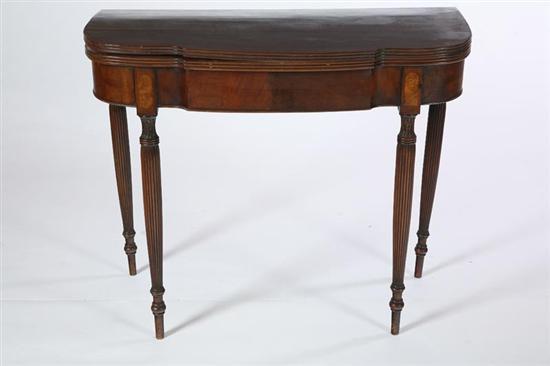 Appraisal: SHERATON-STYLE CARD TABLE American late th-early th century mahogany walnut