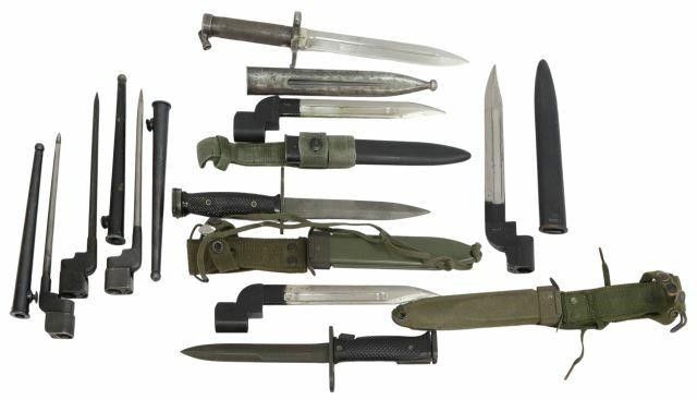 Appraisal: lot of Bayonets U S M blade scabbard frog overall