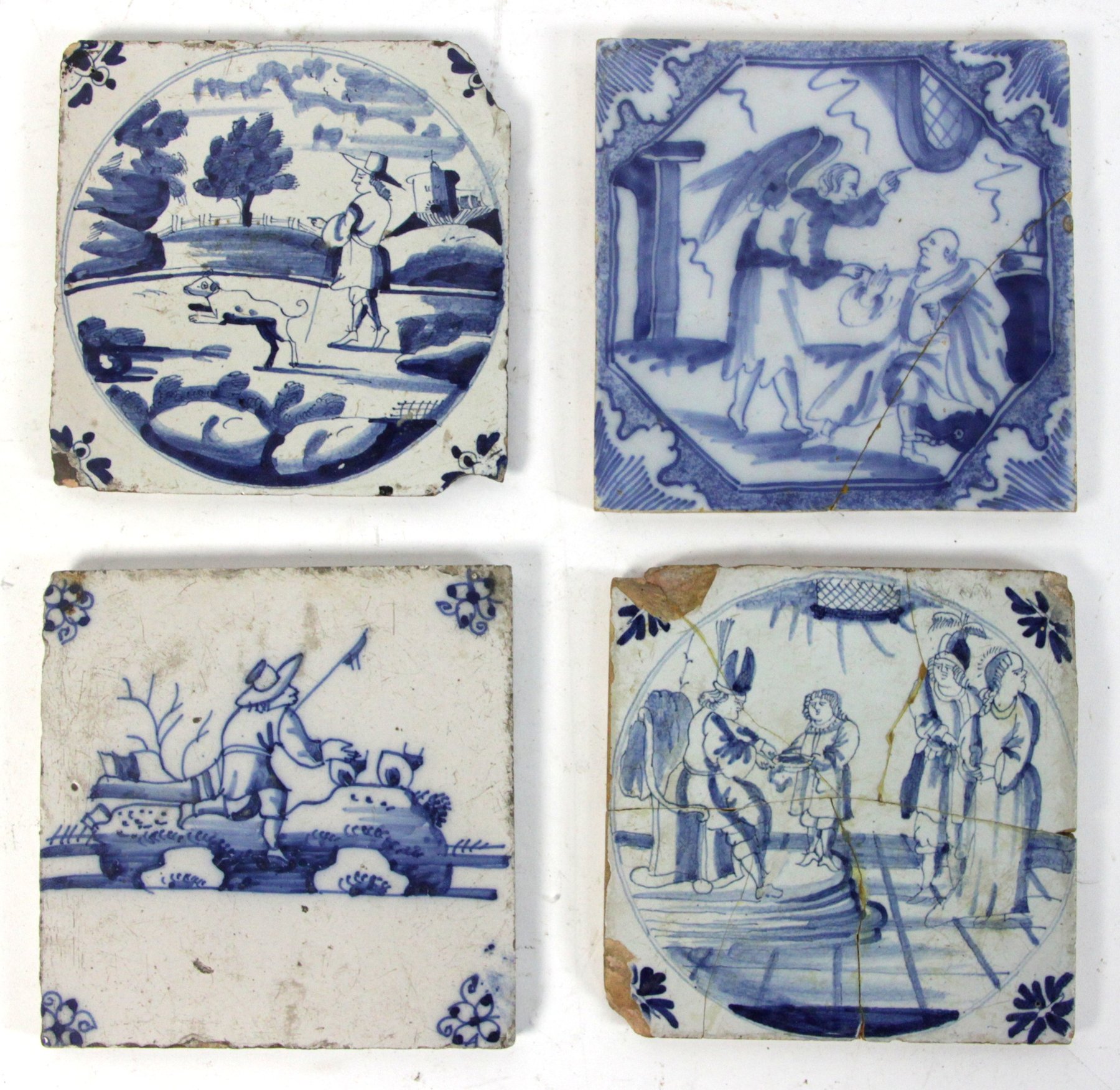 Appraisal: Four Dutch blue and white tiles cm x cm x