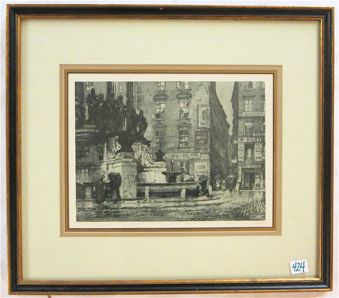 Appraisal: LUIGI KASIMIR ETCHING AND AQUATINT Austria - Hoher Market Image