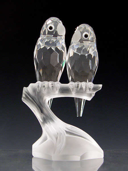 Appraisal: SWAROVSKI LOVEBIRDS CRYSTAL FIGURINE annual edition with lovebirds perched on