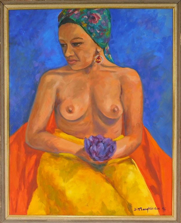 Appraisal: D McLaughlin Cox Painting of Hatian Nude Female D McLaughlin