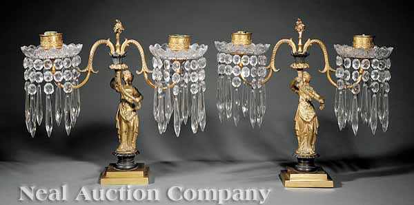 Appraisal: A Pair of Napoleon III Gilt and Patinated Bronze Two-Light