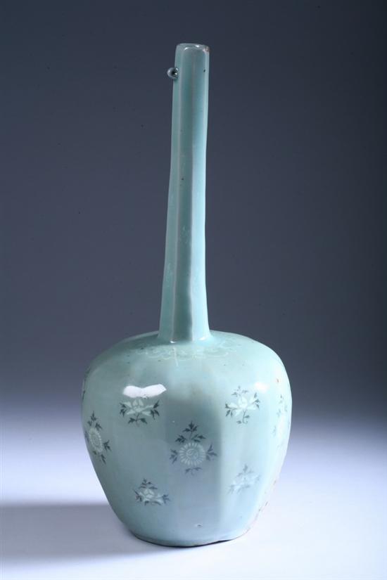 Appraisal: KOREAN INLAID CELADON VASE Koryo Dynasty Ovoid-form with hexagonal elongated