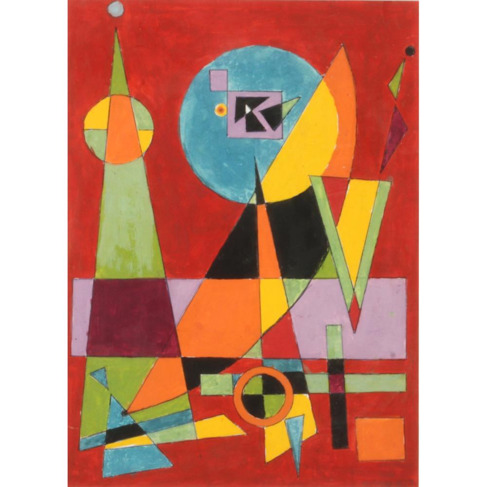 Appraisal: ROLPH SCARLETT CANADIAN - UNTITLED GEOMETRIC ABSTRACTION GOUACHE ON PAPER