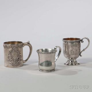 Appraisal: Three Silver Christening Mugs New York mid to late th