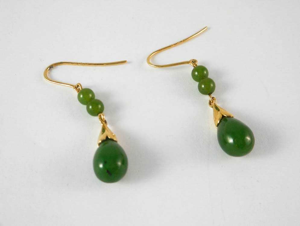 Appraisal: PAIR OF MASON KAY NEPHRITE JADE EARRINGS with Mason Kay