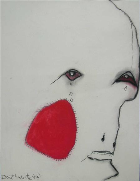 Appraisal: PAT DOUTHWAITE SCOTTISH - CRYING MALE FACE Signed and dated