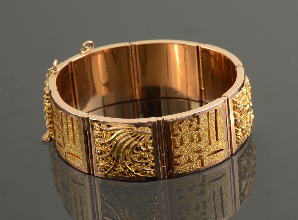 Appraisal: K PANEL SEASONS BRACELET K yellow gold Chinese four seasons