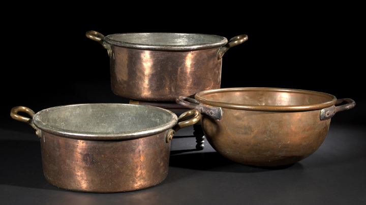 Appraisal: Large French Copper and Wrought-Iron-Handled Mixing Bowl late th century