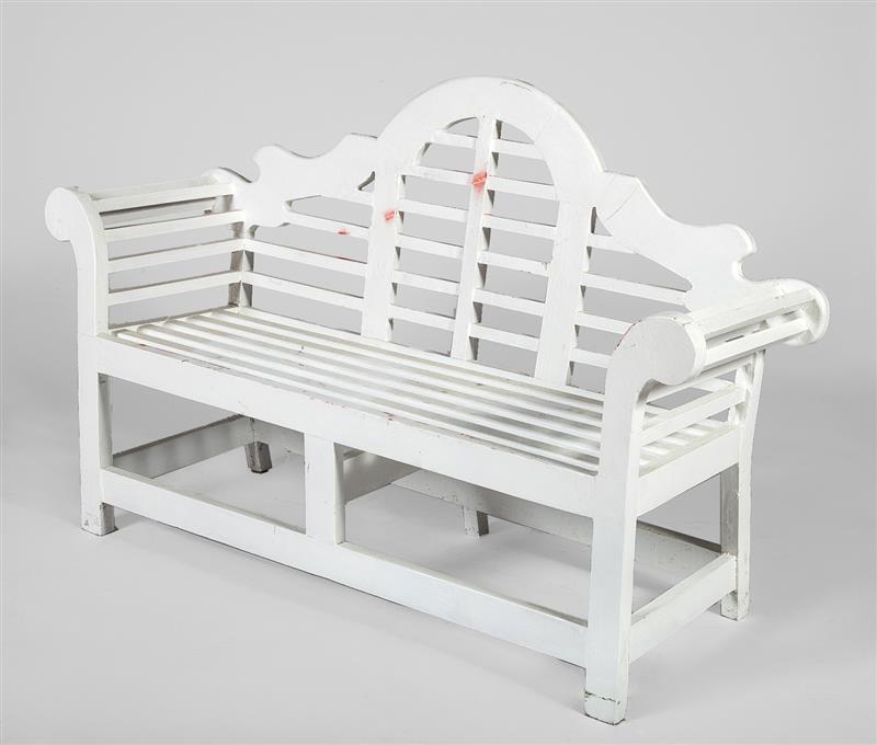 Appraisal: White Painted Garden Bench in x ft in x in