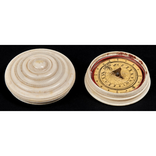 Appraisal: A George IV turned ivory compass the engraved and varnished