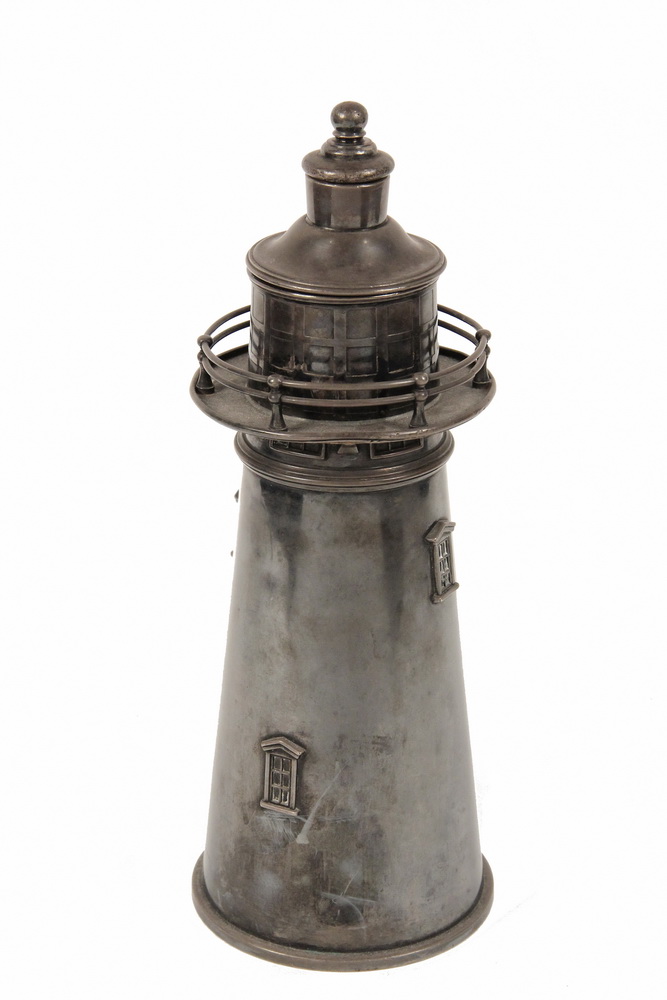 Appraisal: RARE SILVERPLATE LIGHTHOUSE FORM COCKTAIL SHAKER - International Silver Co