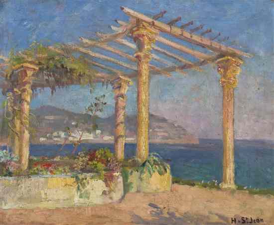 Appraisal: H St Jean th century The Pergola oil on canvas