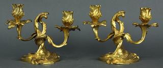 Appraisal: Pair of Louis XV style ormolu candelsticks Pair of Louis