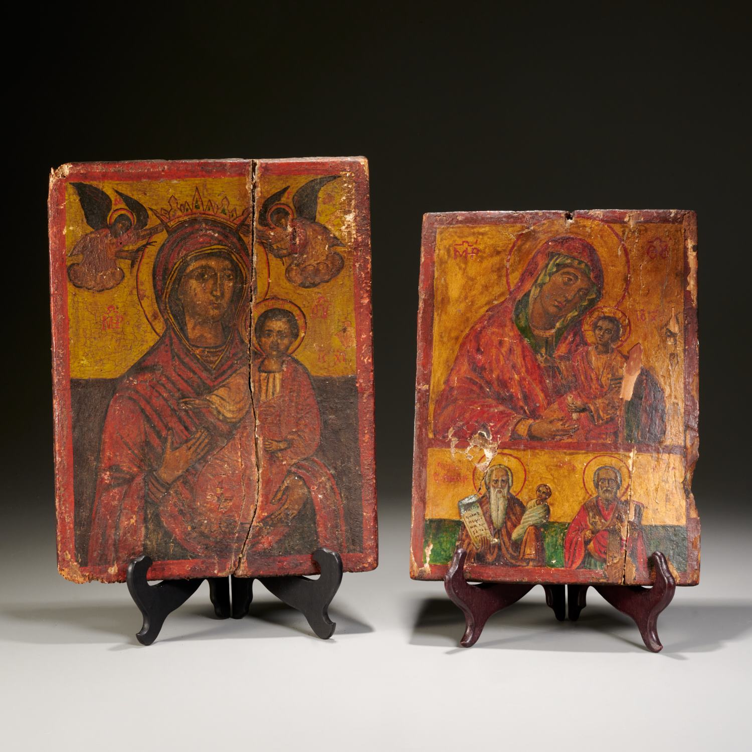 Appraisal: ANTIQUE CHURCH ICONS th th c poss earlier possibly Greek